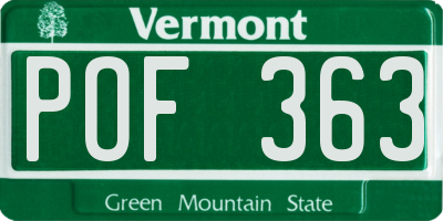 VT license plate POF363