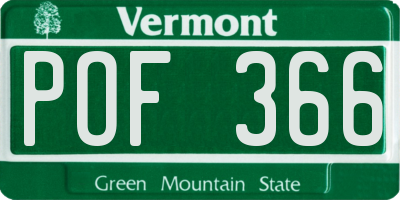 VT license plate POF366