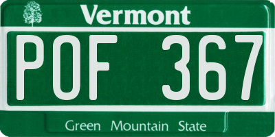 VT license plate POF367