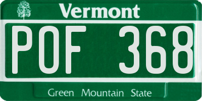 VT license plate POF368