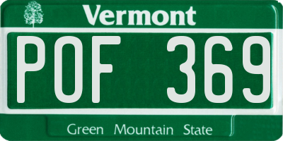 VT license plate POF369