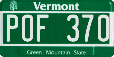 VT license plate POF370