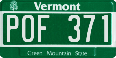 VT license plate POF371