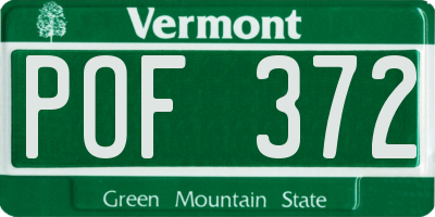 VT license plate POF372