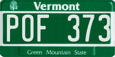 VT license plate POF373