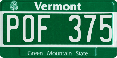 VT license plate POF375
