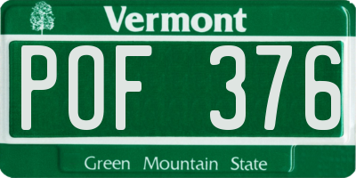 VT license plate POF376