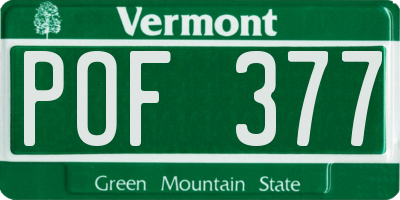 VT license plate POF377