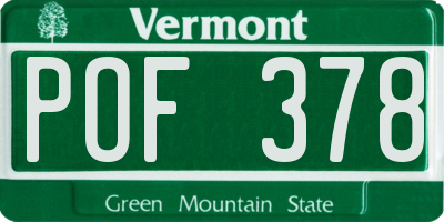 VT license plate POF378