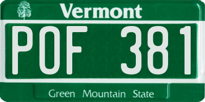 VT license plate POF381