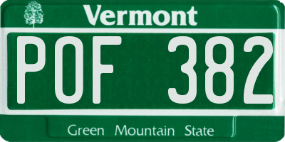 VT license plate POF382