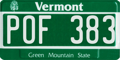 VT license plate POF383