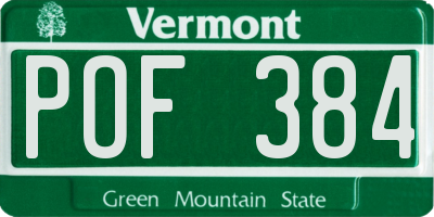 VT license plate POF384