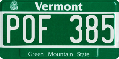 VT license plate POF385