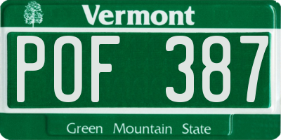 VT license plate POF387