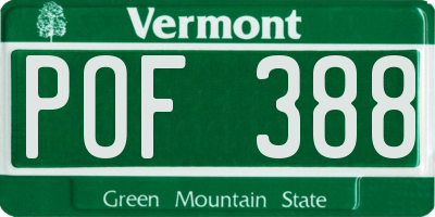 VT license plate POF388