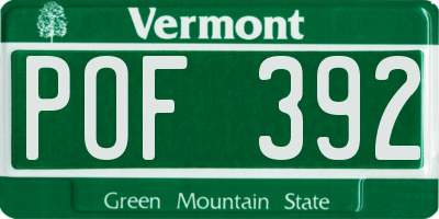 VT license plate POF392
