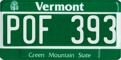 VT license plate POF393