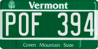 VT license plate POF394