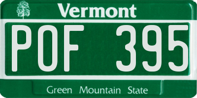 VT license plate POF395