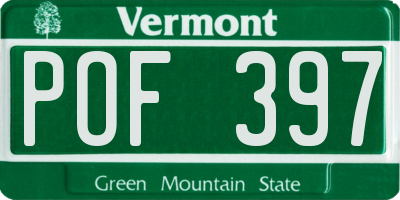 VT license plate POF397