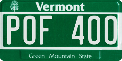 VT license plate POF400