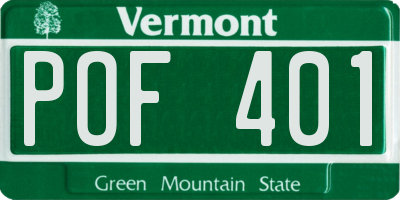 VT license plate POF401