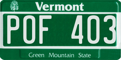 VT license plate POF403