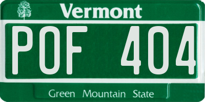 VT license plate POF404