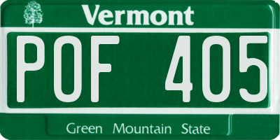 VT license plate POF405