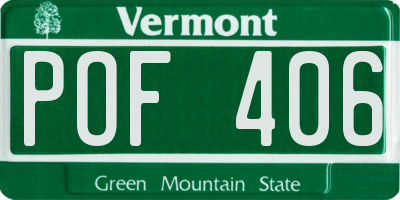 VT license plate POF406