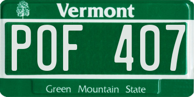 VT license plate POF407