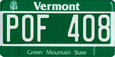 VT license plate POF408