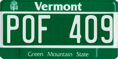 VT license plate POF409