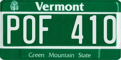 VT license plate POF410