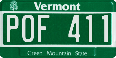 VT license plate POF411