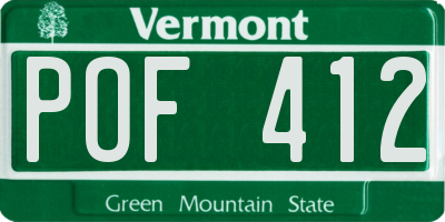 VT license plate POF412