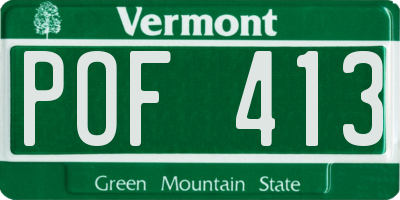 VT license plate POF413