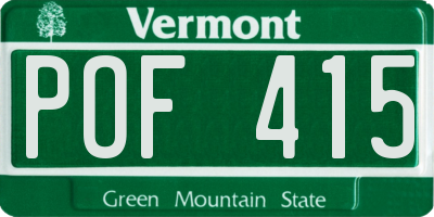 VT license plate POF415