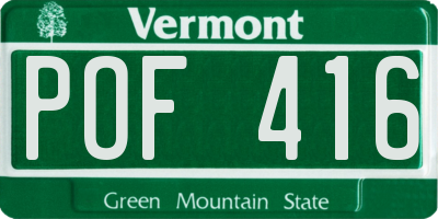 VT license plate POF416