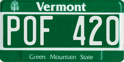 VT license plate POF420