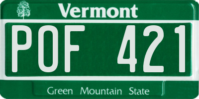 VT license plate POF421