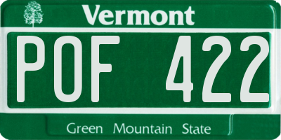 VT license plate POF422