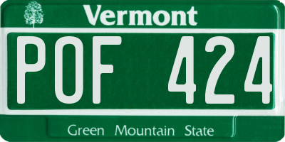 VT license plate POF424