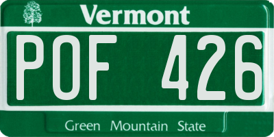 VT license plate POF426