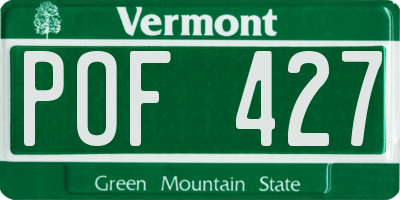 VT license plate POF427