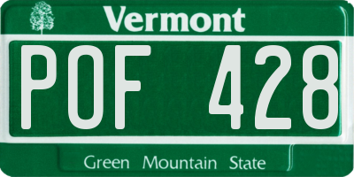 VT license plate POF428