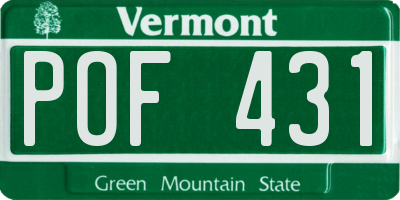 VT license plate POF431