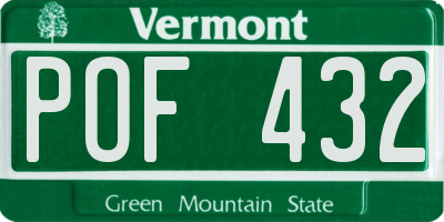 VT license plate POF432
