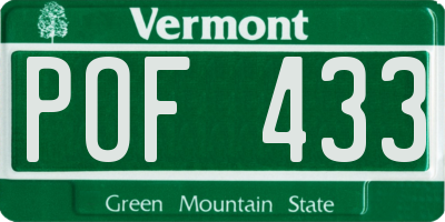 VT license plate POF433